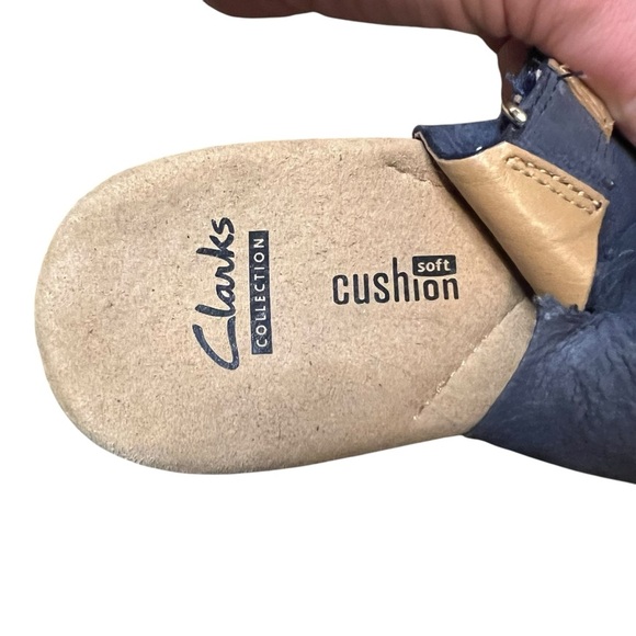 Clarks Collection Giselle Cove Wedge Sandals Womens 9 Blue Suede Slingback - Picture 6 of 9